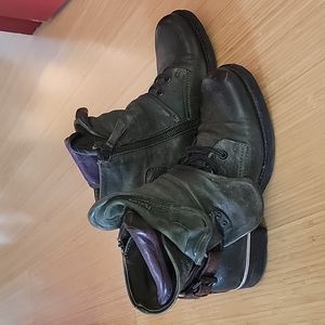 Hunter Green side zip combat type booties